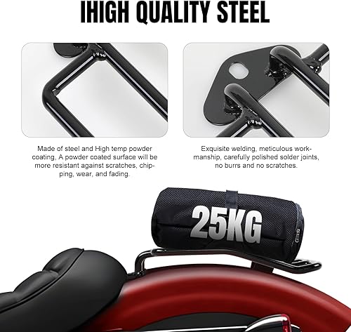 DREAMIZER Porte Bagages Arrière Solo Seat Compatible avec Harley, Porte-Bagages Arrière de Moto Noir pour Sportster XL883 1200 2004-2015 - Poukt