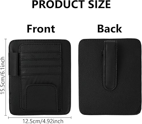 Azonelife Pare-Soleil de Pochette Organisateur, Universelle Porte Lunettes de Voiture avec Porte Carte Rangement, Visière de Voiture en Cuir PU Support pour Stylos Cartes de Crédit Factures (Gris) - Poukt