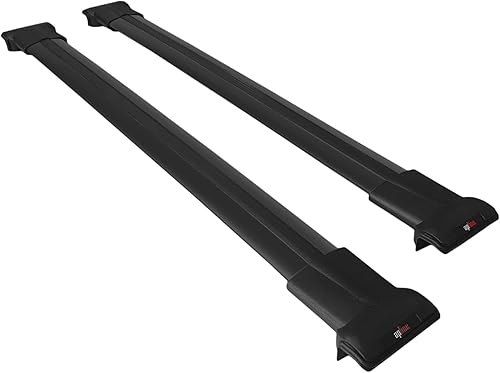 MDAK Compatible avec Volvo V70 2000-2007 FLY Model Barres de Toit Railing Porte-Bagages de Voiture Noir Aluminium 2 Barres - Poukt