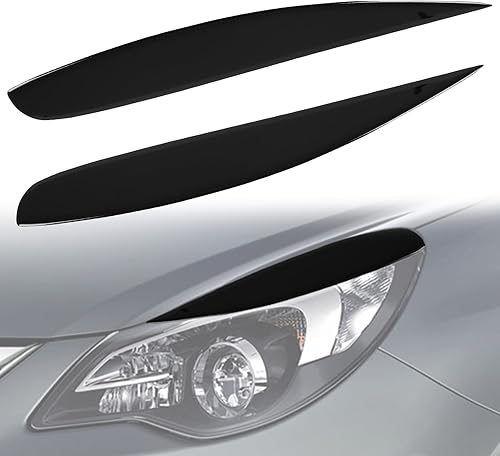 Soekodu 1 Paire Voiture Phare Sourcil pour Opel Corsa D 2006-2014, Paupières Garniture Couverture Phare Autocollant (Noir) - Poukt