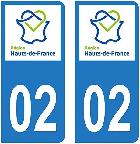 Autocollant Stickers plaque immatriculation voiture auto département 02 Aisne Logo Région Hauts-de-France - Poukt