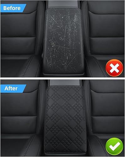 LANGBEAN Housse d'Accoudoir pour Tesla Model Y Juniper 2025 2026, Couvre Accoudoir Console Centrale en Cuir PU Épaissi, Model Y Couvre Accoudoir Rehausser l'Accoudoir de 3CM, Noir - Poukt