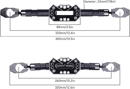 Barre Transversale pour Guidon de Moto, 7/8po Barre D'équilibrage pour Moto Tige D'extension de Barre de Levier D'aluminium Levier de Renforcement de Barre D'équilibrage pour 22mm Guidon - Poukt