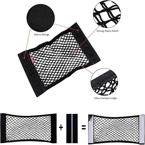 LYSAIMG Lot de 2 mailles, filet de coffre pour voiture, poche de rangement automatique, 60 x 25 cm, filet de rangement élastique, filet de protection pour camping-car, bateaux, camions - Poukt