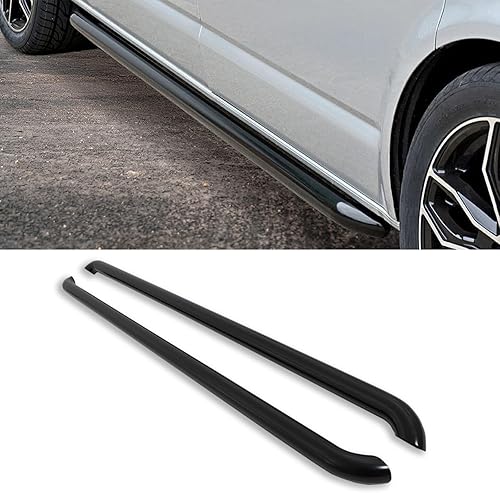 Predator 4x4 Barres latérales en acier inoxydable noir brillant compatibles avec Volkswagen VW Transporter T5 T6 SWB 2003-2018 à empattement court van accessoires de style barres latérales - Poukt